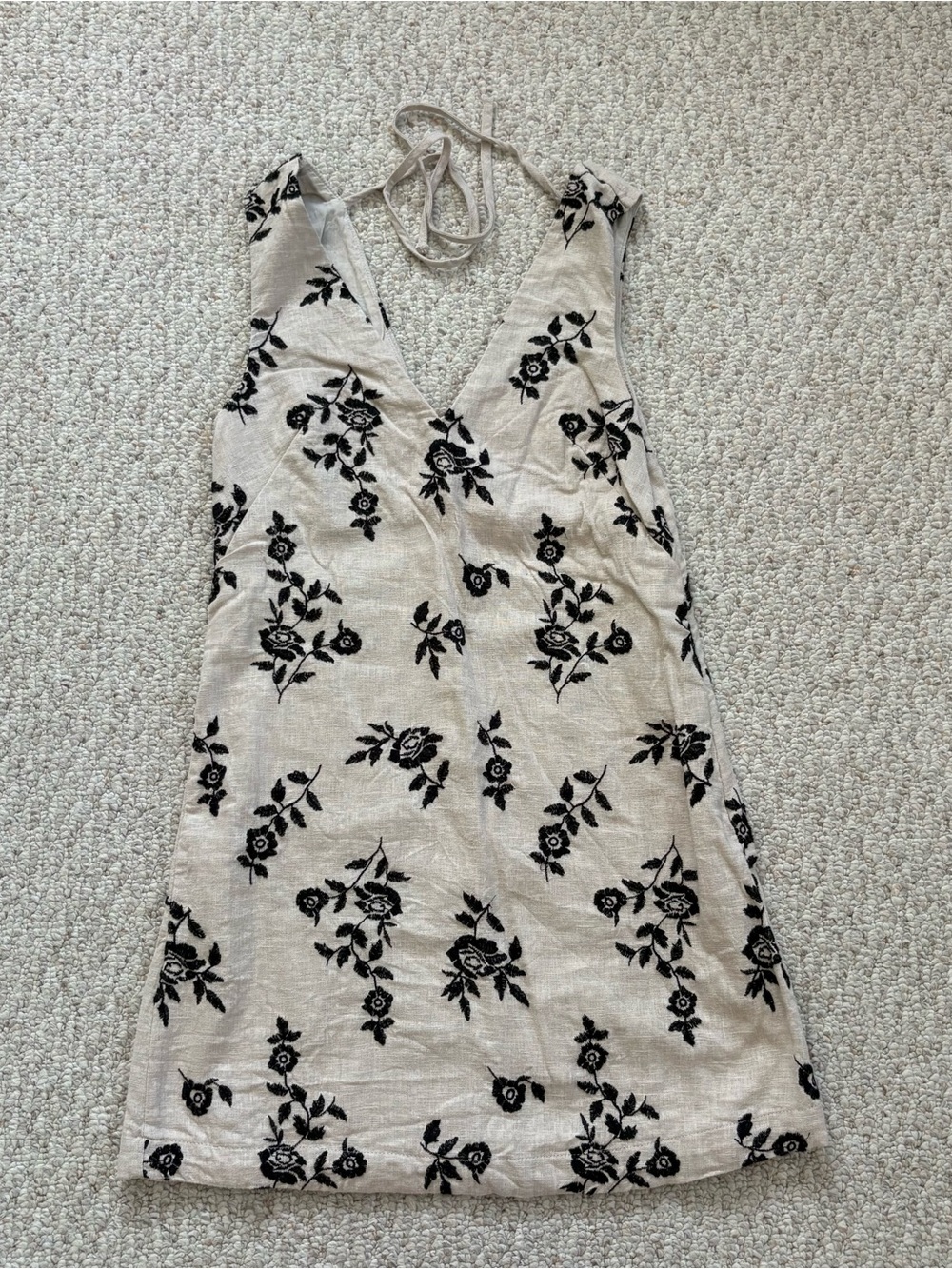 Abercrombie & Fitch Cream Mini Dress with Black Floral Print